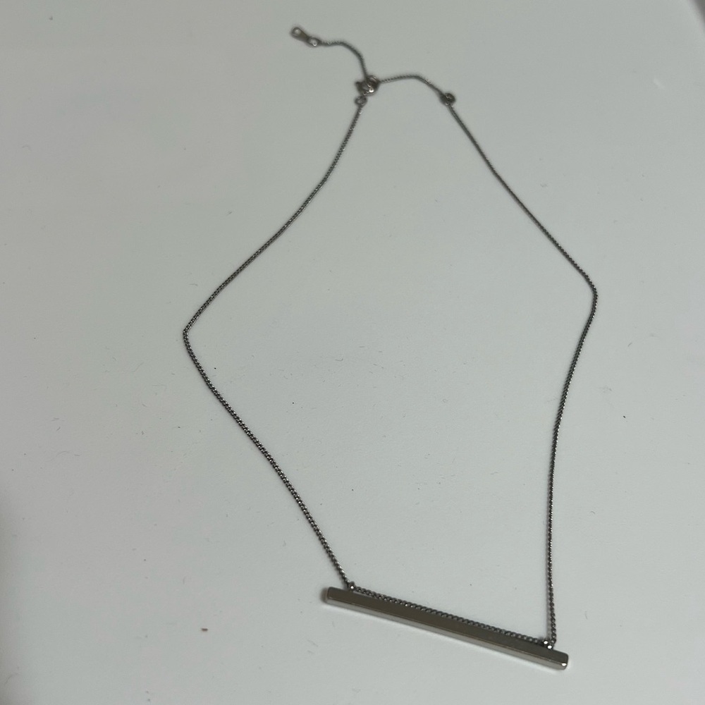 Minimalist Silver Bar Pendant Necklace - Women's Jewelry